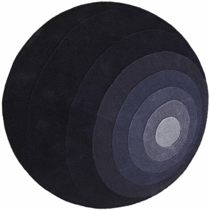 The Luna Rug in grey designed by Verner Panton. Today, the rug is manufactured by Verpan from Denmark.