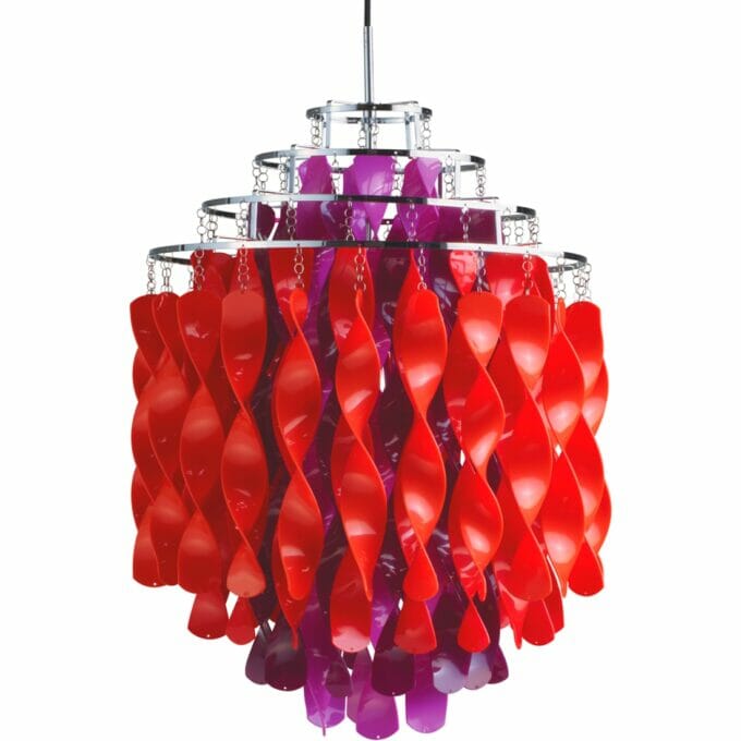 The Spiral SP01 Multicolor in colour by designer Verner Panton. Today, the pendant lamp is manufactured by Verpan from Denmark.