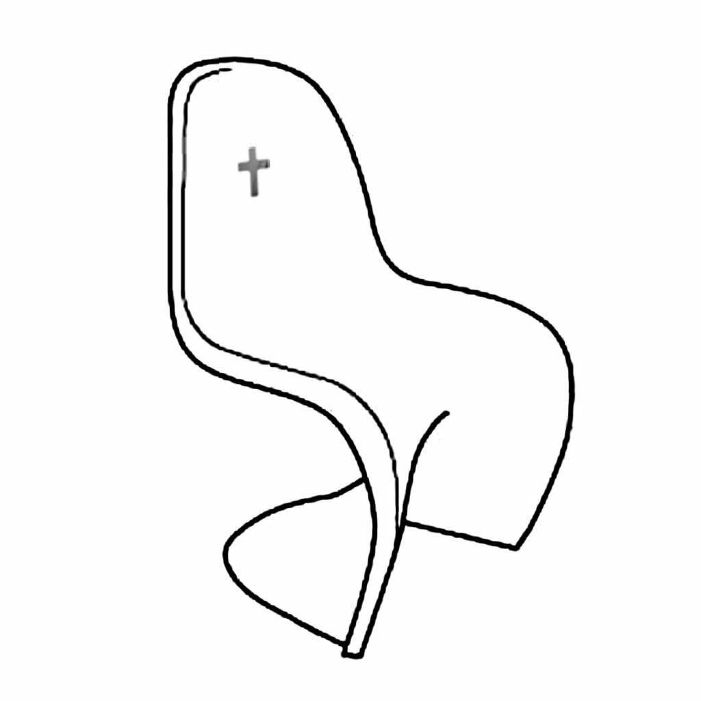 Die St. Bartholomäus Kirche in Tschechien wurde mit weissen Panton Chair's bestuhlt. Jeder Panton Chair wurde mit einem Kreuz versehen.